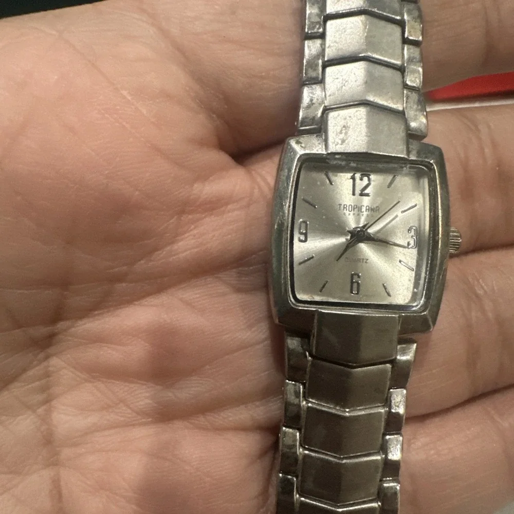 Vintage‎ Working Tropicana Express Silver Ladies Watch New Battery 21mm Fit 7.5